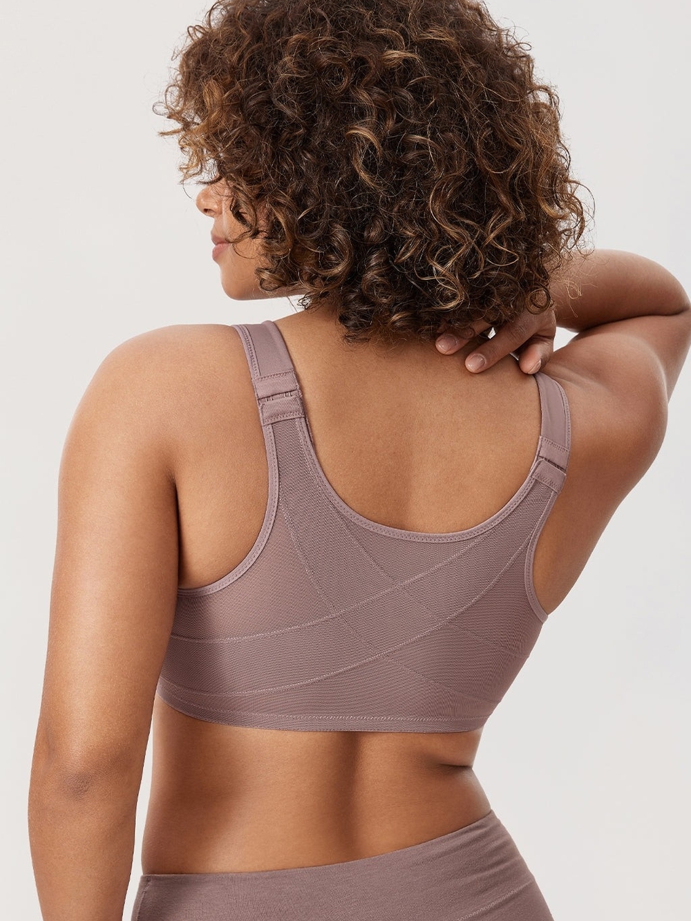NWT 44DD Front Close Plunge Back Posture Correcting Full Coverage Unlined Bra - Picture 4 of 17